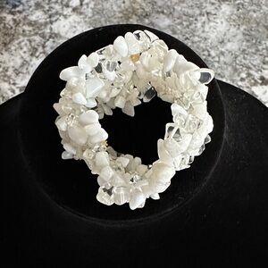 White Quartz Beaded Chunky Stretch Bracelet